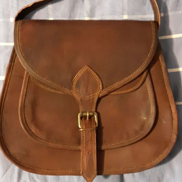 NEW Handmade World Natural Brown Leather Satchel - Picture 2 of 12